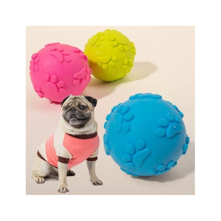Kauspielzeug für Hunde mit Soundball, TPR-Fußabdruckmuster, bissfester Molarenball, Haustier-Hundezahnreinigung, Mundgesundhe