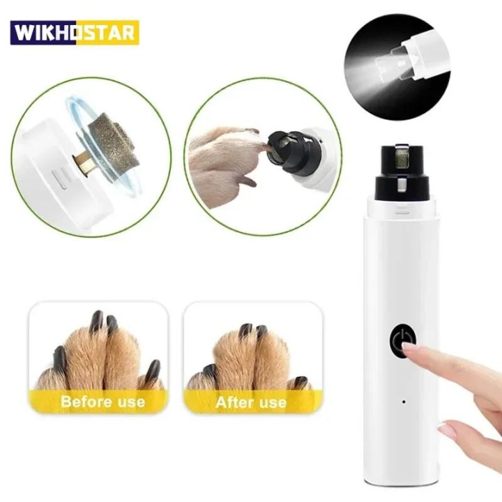 Elektrischer Nagelknipser für Hunde, Nagelschleifer für Hunde, wiederaufladbar, USB-Aufladung, LED-Licht, leises Haustier, Ka