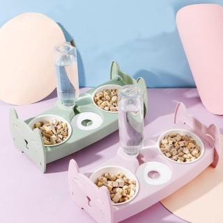 Niedliche Anti-Umkipp-Schüsseln Futter und Wasser Fütterung Haustier Slow Food Doppel Kunststoff Haustier Schüssel