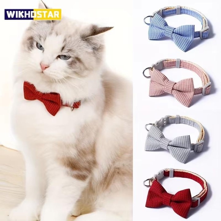 1 Stück verstellbares kariertes Katzenhalsband mit Krawattenknoten – perfekt für festliche Kleidung und den Alltag. rot