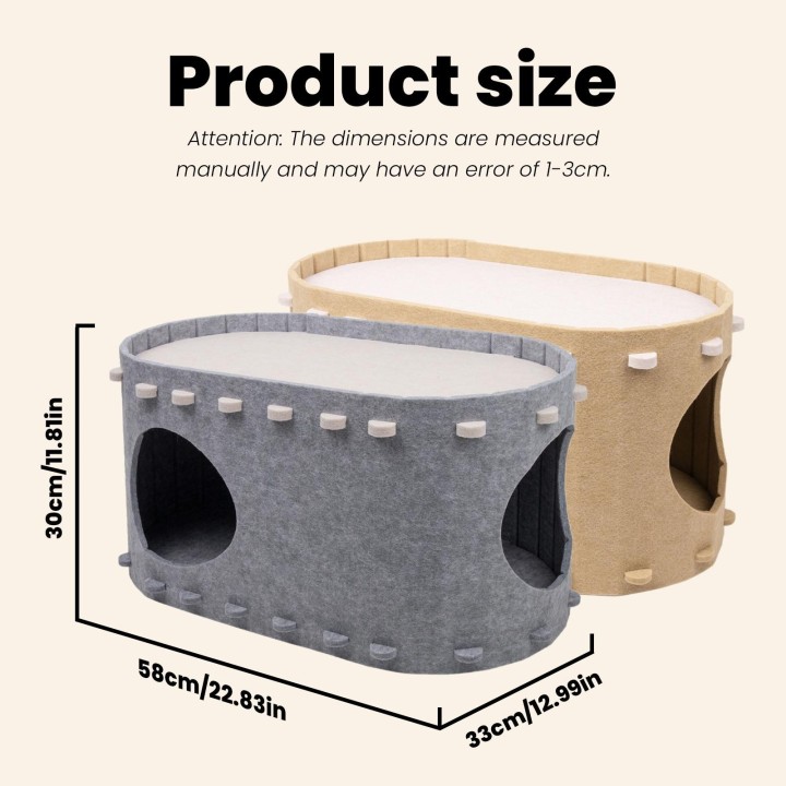 Doppelstöckiges Katzenbaumhaus, zusammenklappbare Katzenhöhle, warmes Ruhebett, Katzenhabitat, Vierjahreszeiten-Katzenkissen,