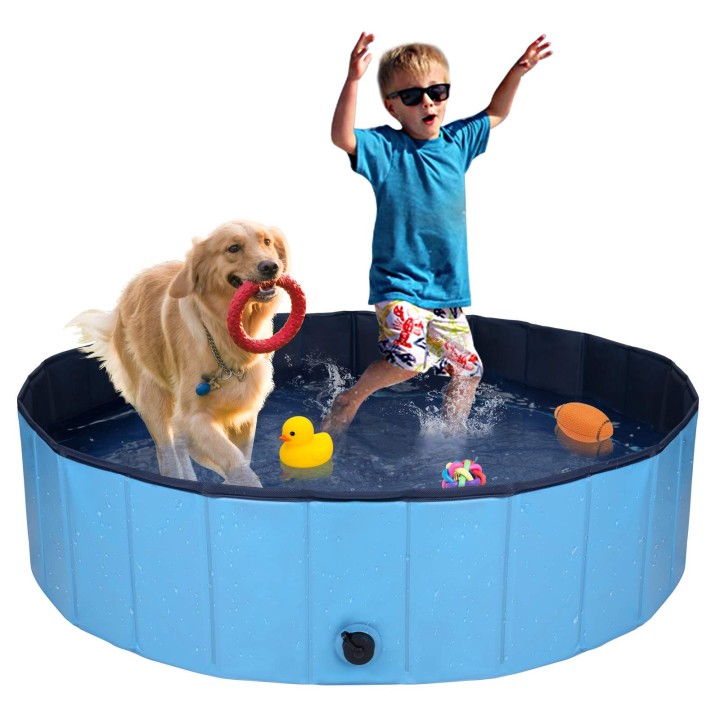 Faltbarer Hundepool, Hartplastikschale, tragbarer Swimmingpool für Hunde, Katzen und Kinder, Haustier-Welpenbadewanne, zusamm