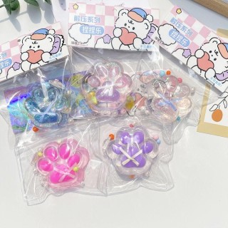 Perlen-Katzenpfoten-Spielzeug mit langsamer Rückfederung, transparente Katzenkralle, Klemmspielzeug, Mini-Quetsch-Katzenpfote