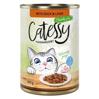 Catessy Häppchen in Sauce oder Gelee 12 x 400 g - mit Ente und Leber in Sauce