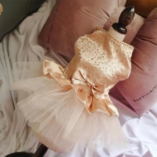 Niedliche Hundekleider für Welpen mit Schleife, Gazerock, Pailletten, Prinzessinnen-Kleidung für Haustiere, Bekleidung, Hunde