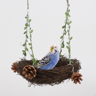 Rattan-Vogelnest-Ruhefederkäfig für Meise, Korbfink, Sperling L