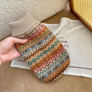 Haustier-Retro-Streifenpullover Herbst/Winter Neue Haustierkleidung Katze und Hund Hoher Kragen Weihnachtspullover Hundekleid