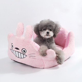 Haustierbedarf Niedliches Totoro-Gesichtsnest Warmes Hundebett Mehrfarbiges Vier-Jahreszeiten-Hundesofabett S 37 * 34cm