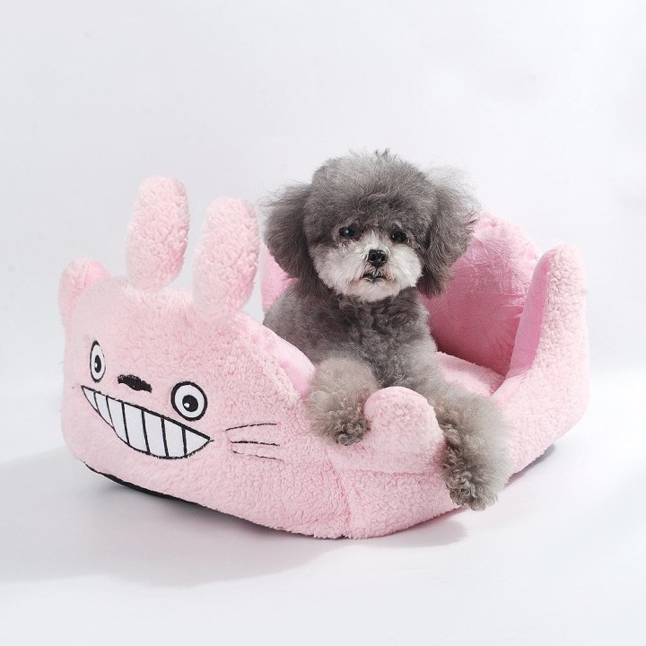 Haustierbedarf Niedliches Totoro-Gesichtsnest Warmes Hundebett Mehrfarbiges Vier-Jahreszeiten-Hundesofabett S 37 * 34cm