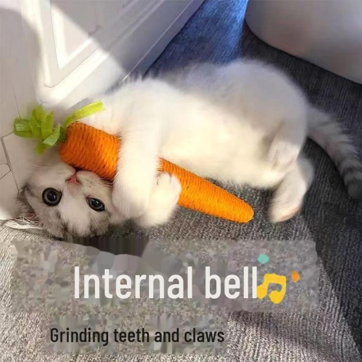 Carrot Bell - Katzenspielzeug: Selbstunterhaltungsspielzeug für Kätzchen mit Kratzbrett zum Beißschutz beim Zahnen und Kralle