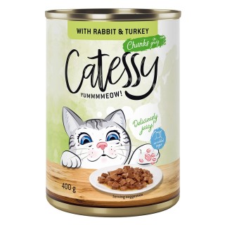 Catessy Häppchen in Sauce oder Gelee 12 x 400 g - mit Kaninchen und Truthahn in Sauce