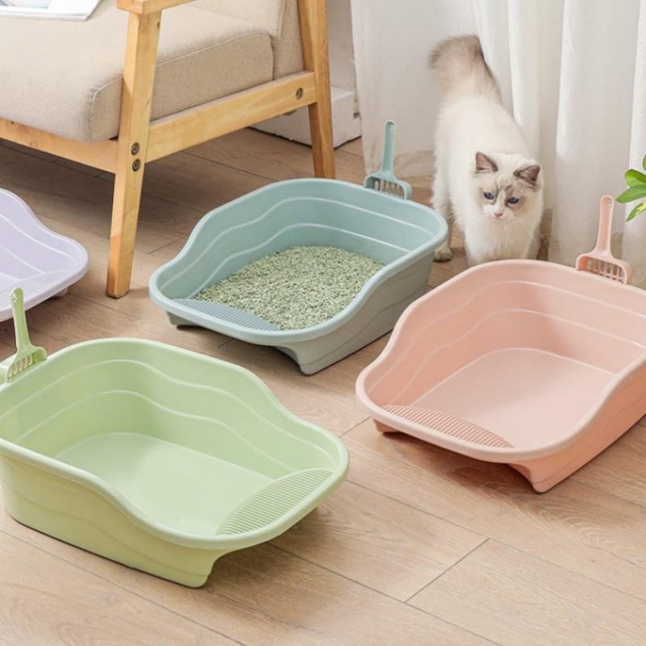 Offenes Katzentoilettenbecken im INS-Stil, große, vollständig atmungsaktive Katzentoilette mit erhöhtem Boden, um Spritzer zu