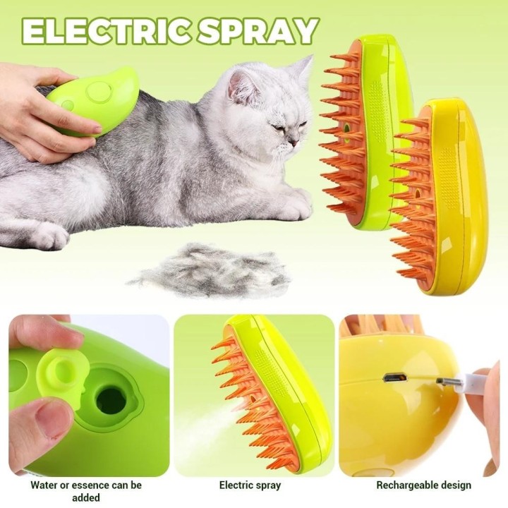 Pet Dampf Pinsel Katze Hund Reinigung Dampf Spray Massage Schönheit Kamm 3 In 1 Haar Entfernung Pflege Liefert Haustiere zube