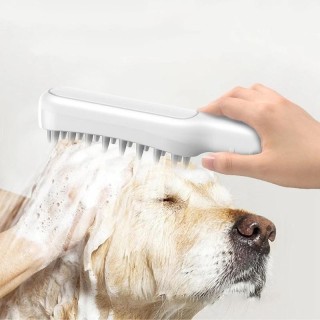 Badebürste für Haustiere, Hunde und Katzen, 2-in-1, Spa-Massagekamm für Haustiere, weiche Silikon-Dusche, Haarpflege, Cmob-Re