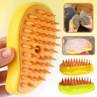 Katzen- und Hundepflegekamm mit elektrischem Spray, Wasserspray, weiche Silikon-Enthaarungsbürste, Kätzchen-Haustier-Badebürs