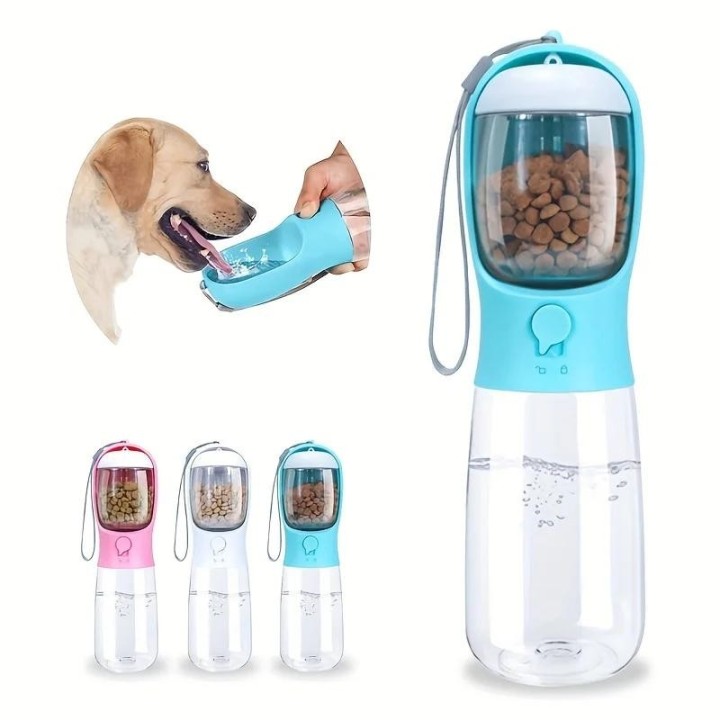 Tragbare Wasserflasche für Hunde und Katzen mit Aufbewahrungsbehälter für Futter und Wasser für Welpen, Futternapf, Trinknäpf