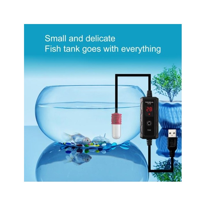 Aquarium-Heizstab, präzise explosionsgeschützte schnelle Erwärmung mit eingebautem Thermometer, Mini-USB-Heizung für Fischsch