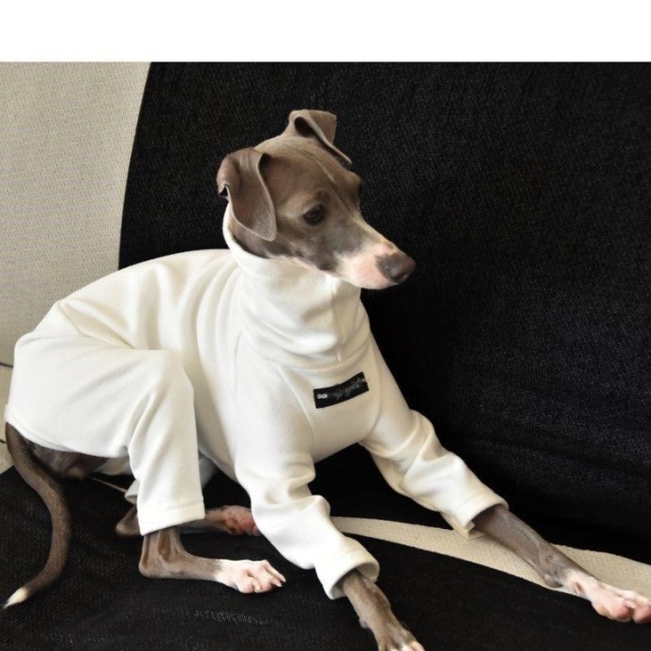 Fahison Whippet Italienische Windspielkleidung Luxus-Hundeschlafanzug aus Baumwolle Winter Warm Rollkragen Stretch Haustierkl