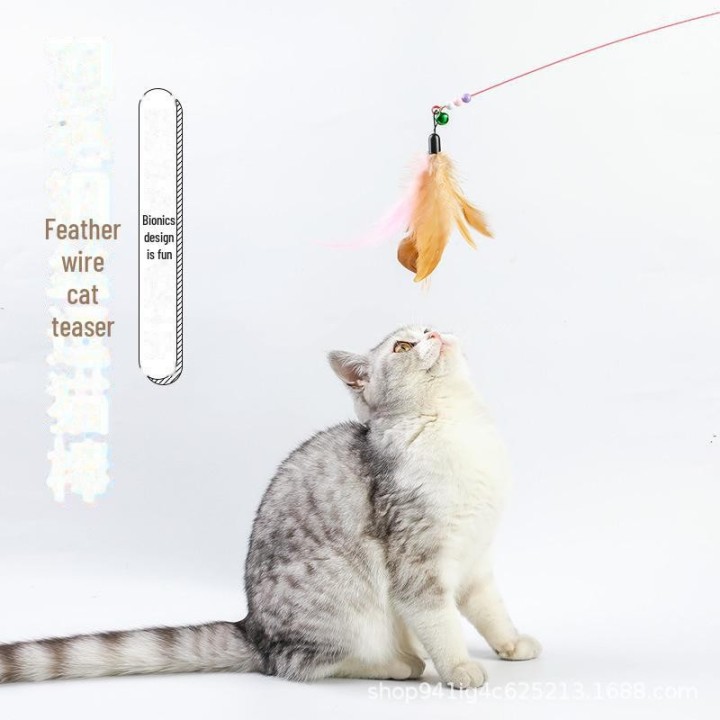 „Klassischer, beißfester Katzenangelstab mit Feder und Glöckchen zur Selbstunterhaltung“ null