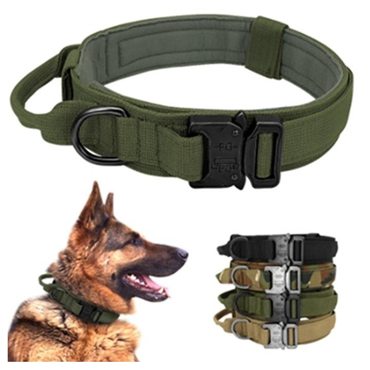 Service-Hundehalsbänder, taktisches Hundehalsband zum Training für mittelgroße und große Hunde, verstellbar M schwarz