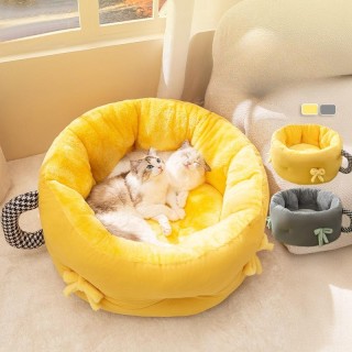 Neues Katzennest für tiefen Schlaf, Herbst und Winter, warmes, rundes Nest, verdicktes Welpen-Schlafbett, Hundebett, Katzenbe