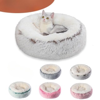 Winter Plüsch Zweifarbige Hundehütte Runde Katzenhütte Schlafen Bequeme Haustierhütte Plüsch Rutschfestes Nest 40cm