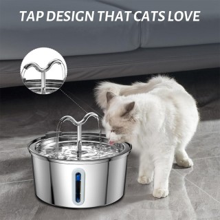 Automatischer Katzenbrunnen, 3,2 l, Edelstahl-Wasserspender für Haustiere, Wasserspender für Hunde mit Füllstandsfenster, gee