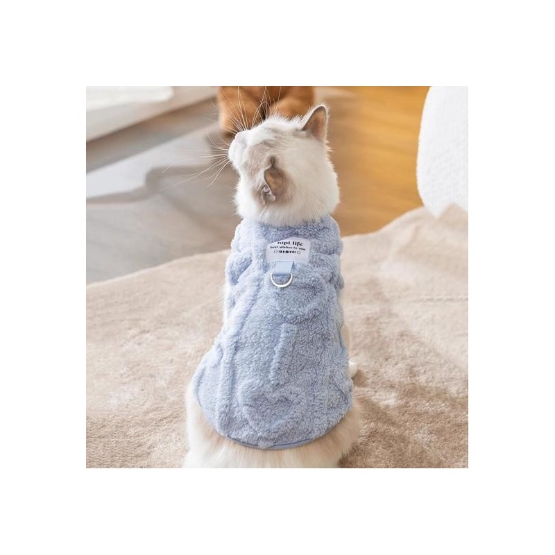 Haustierkleidung, warme Winter-Haustierweste, weicher Stoff, Hundekleidung, bequemer Plüsch-Katzenpullover, Heimtierbedarf S
