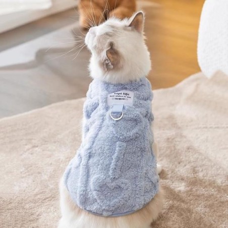 Haustierkleidung, warme Winter-Haustierweste, weicher Stoff, Hundekleidung, bequemer Plüsch-Katzenpullover, Heimtierbedarf S