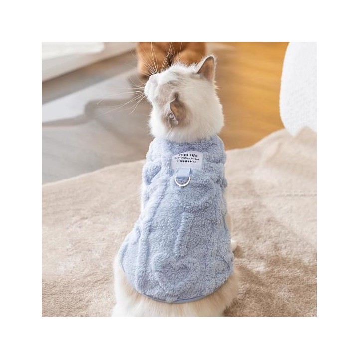 Haustierkleidung, warme Winter-Haustierweste, weicher Stoff, Hundekleidung, bequemer Plüsch-Katzenpullover, Heimtierbedarf S
