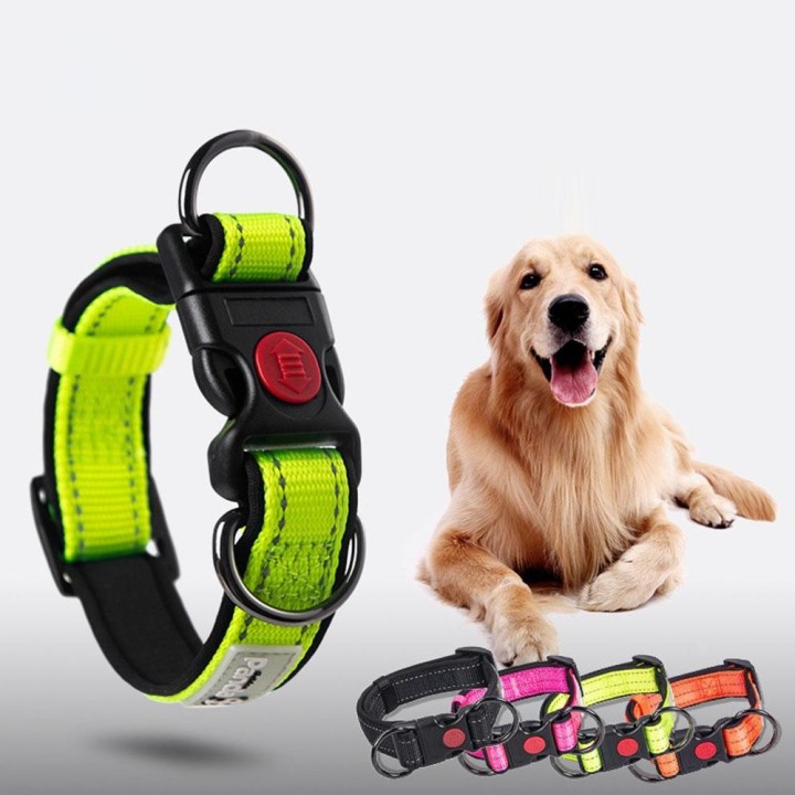 Reflektierendes Hundehalsband, weiches, mit Neopren gepolstertes Nylon-Haustierhalsband für Welpen, verstellbar, mittelgroße