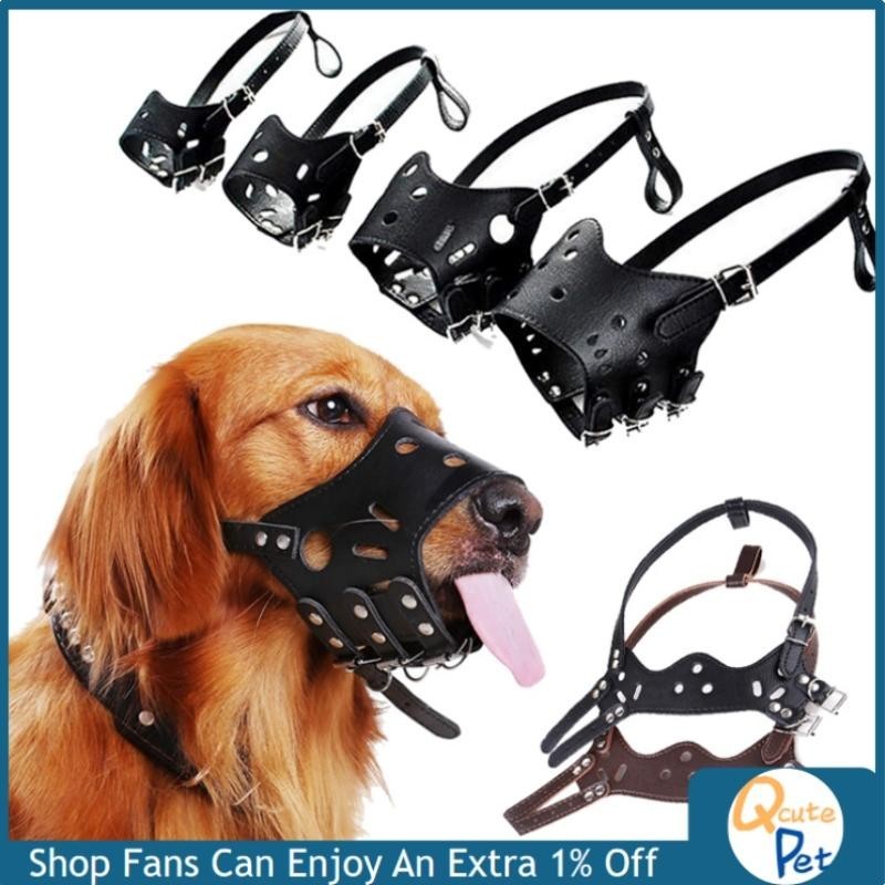 Maulkorb für Hunde, verstellbar, atmungsaktiv, aus PU-Leder, verhindert Beißen, Bellen, Kauen, für kleine, mittelgroße und gr