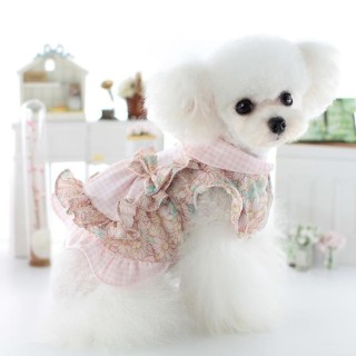 Haustier Hund Plaid Blumenmädchen Kleid Katzenkleider Malteser Niedlichen Stil Blumenkleid Hundekleidung für Kleine Hunde Wel
