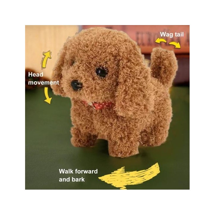 Elektrisches Plüsch-Hundespielzeug für Babys, Bauchzeit, interaktives Bellen, Schwanzwedeln, Gehen, Welpenspielzeug, früh