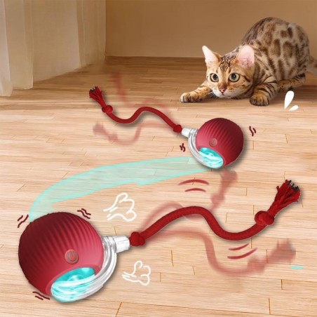 Elektrisches Katzenballspielzeug, automatischer rollender Ball, Kunstschwanz, wiederaufladbar, intelligentes Haustier, intera