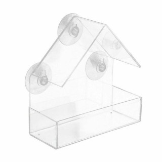 Transparentes Vogelfutterhaus, Fensterhäuschen, Getreidespender