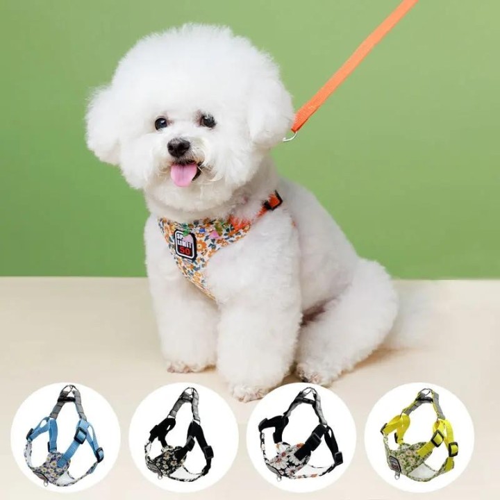 Haustier-Hundegeschirr, Nylon, zugfrei, reflektierender Hundebrustgurt, atmungsaktiv, verstellbares Haustierhalsband für klei