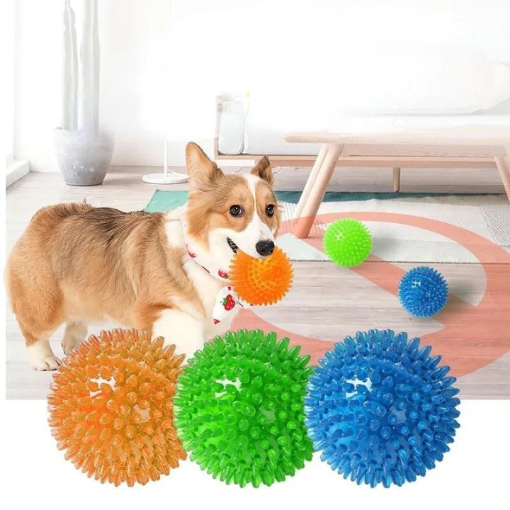 Haustier Hund Spielzeug Katze Welpen Sounding Spielzeug Polka Quietschende Zahn Reinigung Ball TPR Ausbildung Haustier Zähne