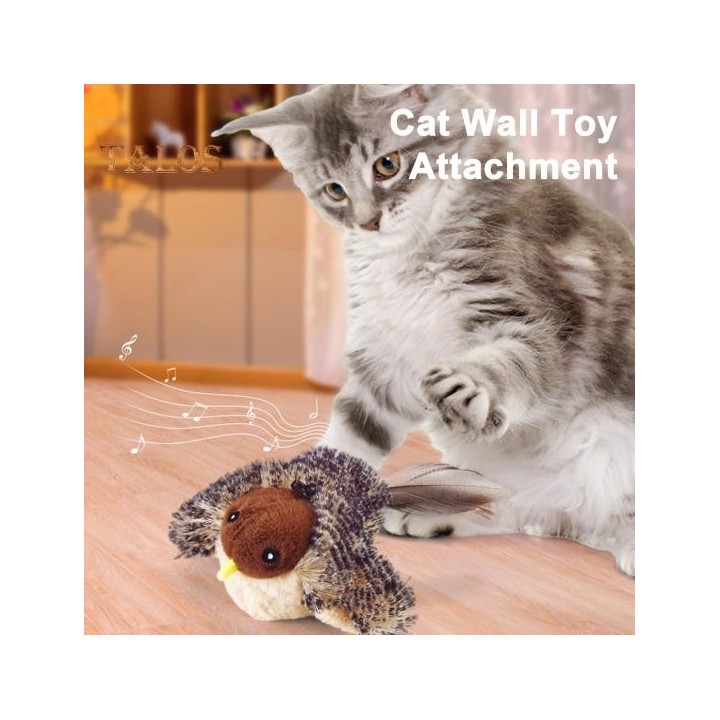 Katzenspielzeug mit flatterndem Vogel, interaktives zwitscherndes Katzenminzenspielzeug mit lebensechtem Klang, berührungsakt