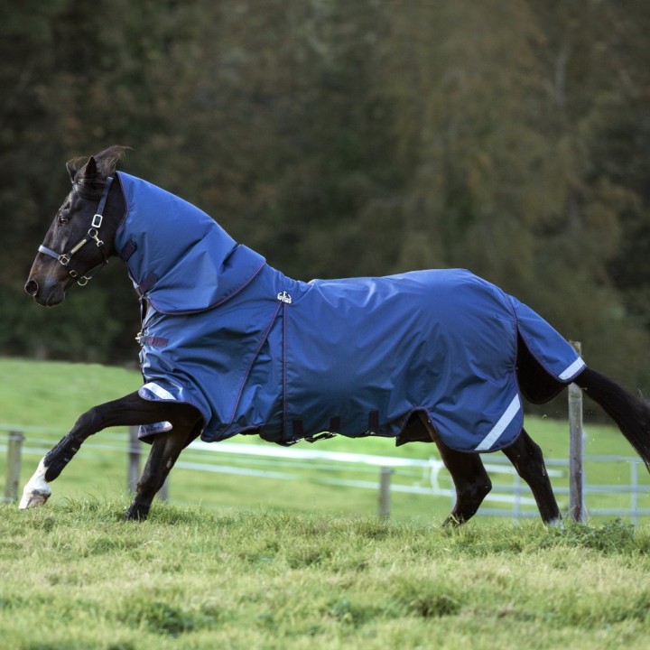 Horseware Rambo Optimo Turnout Heavy 0g + 400g Liner + 150g Halsteil - Navy/Burgundy