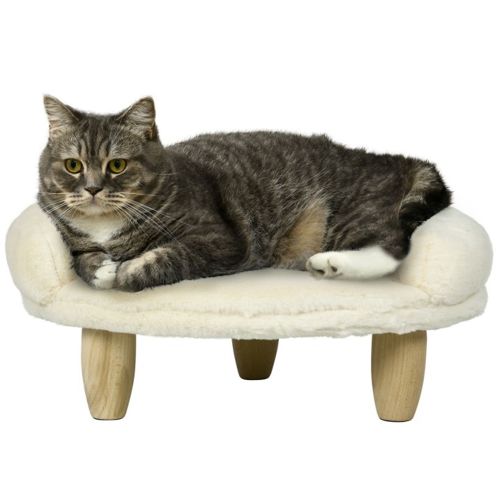 Katzenbett Hundesofa, Hundebett, Haustiersofa mit Erhöhtem Design, Creme