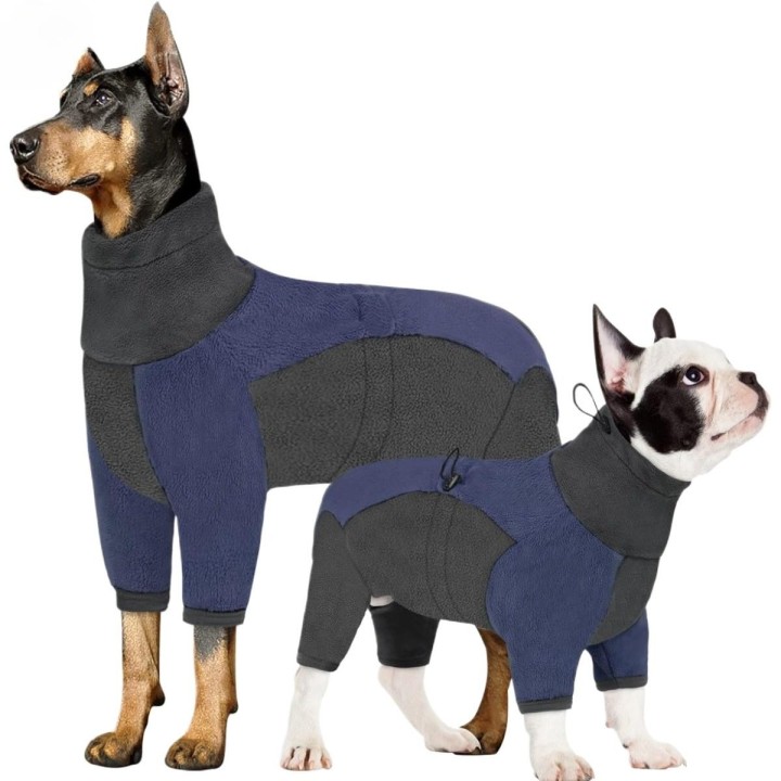 Wintermantel für Hunde, warmer Fleece-Pyjama für Hunde, weiche Ganzkörper-Hundepullover-Jacken für kaltes Wetter, winddichter
