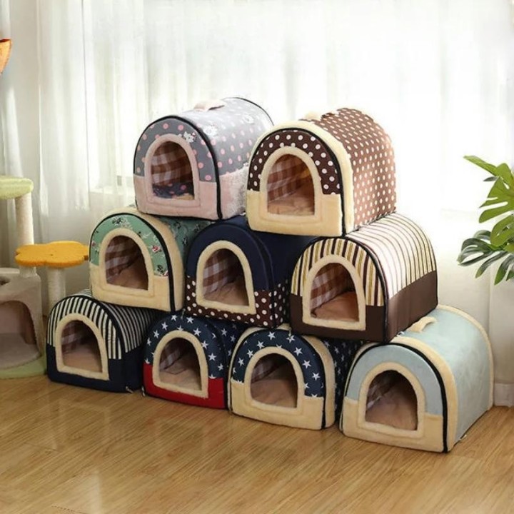 Warmes Katzen-/Hundebett für den Winter, faltbares Schlafbett für Haustiere, abnehmbares und waschbares Katzenhaus, Zwinger f