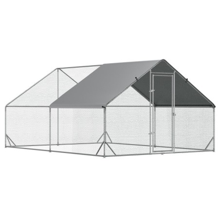 PawHut Hühnerstall XXL mit Freilaufgehege Geflügelstall mit Schatten Dach Schloss für 8-12 Hühner Ente Kaninchen Stahl 3 x 4