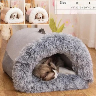 Winter Plüsch Katzenbett Große Hundehütte Warmes Katzenhaus Villa Komfort Kätzchennest Geschlossene Katzen Home Welpen Schlaf