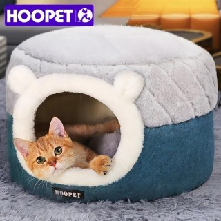 HOOPET Katzenbett Haus Weiches Plüsch Zwinger Welpenkissen Kleine Hunde Katzen Nest Winter Warm Schlafendes Haustier Hundebet