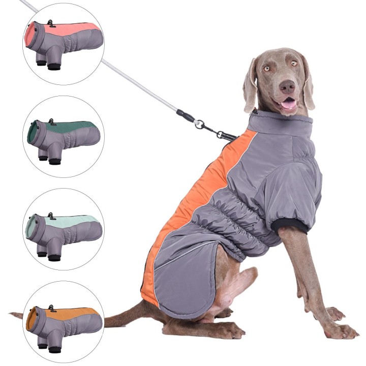 Wasserdichte Hundekleidung mit zwei Hosenbeinen, Puffer für große Hunde, verstellbare Wintermäntel, dicke, warme Haustierklei