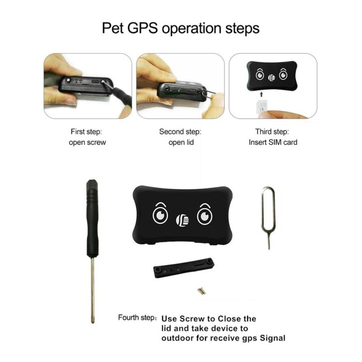 GPS-Tracker, tragbarer Echtzeit-Locator, Anti-Verlust-Positionierung, GPS-Locator für Haustiere, Güter, Fahrzeuge schwarz