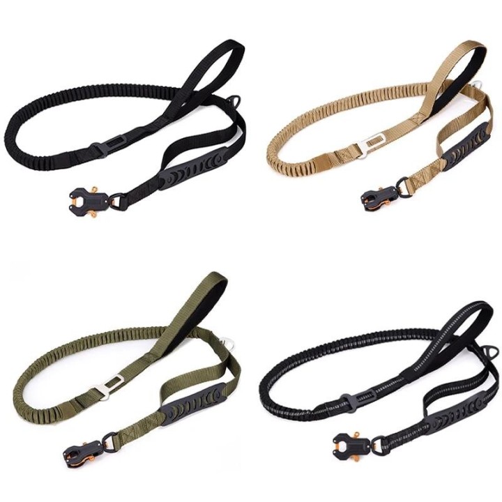 Taktische Hundeleine, robuste Hundeleine mit Froschclip, weich gepolsterter Griff, Bungee-Hundeleinen für mittelgroße und gro