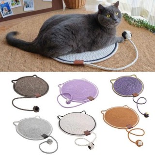 Kratzmatte für Katzen, natürliches Baumwollseil, Kratzmatte, Katzenohr-Design, Kratzmatte mit Ball, Spielzeug, Möbelschutz fü